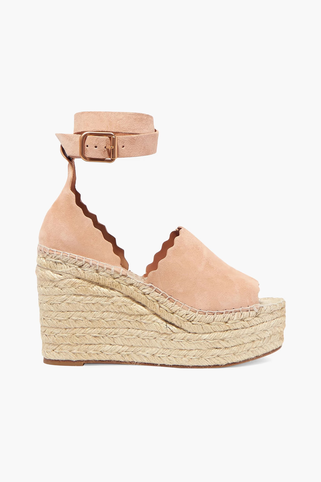 Lauren scalloped suede espadrille wedge sandals | The Outnet (US and CA)