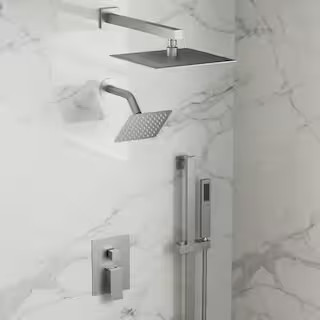 10 in. and 6 in. Square Shower System 3-Spray Dual Wall Mount Fixed and Handheld Shower Head 2.5 ... | The Home Depot