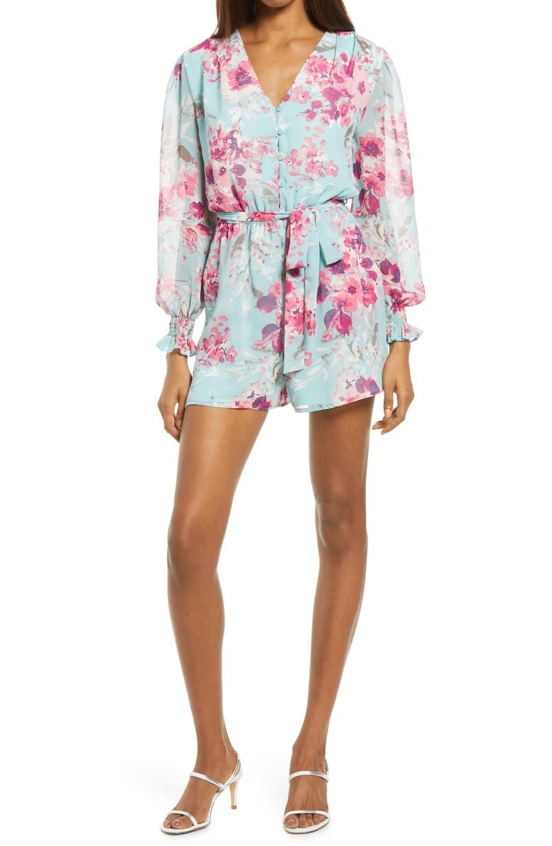 Mika Floral Long Sleeve Romper | Nordstrom