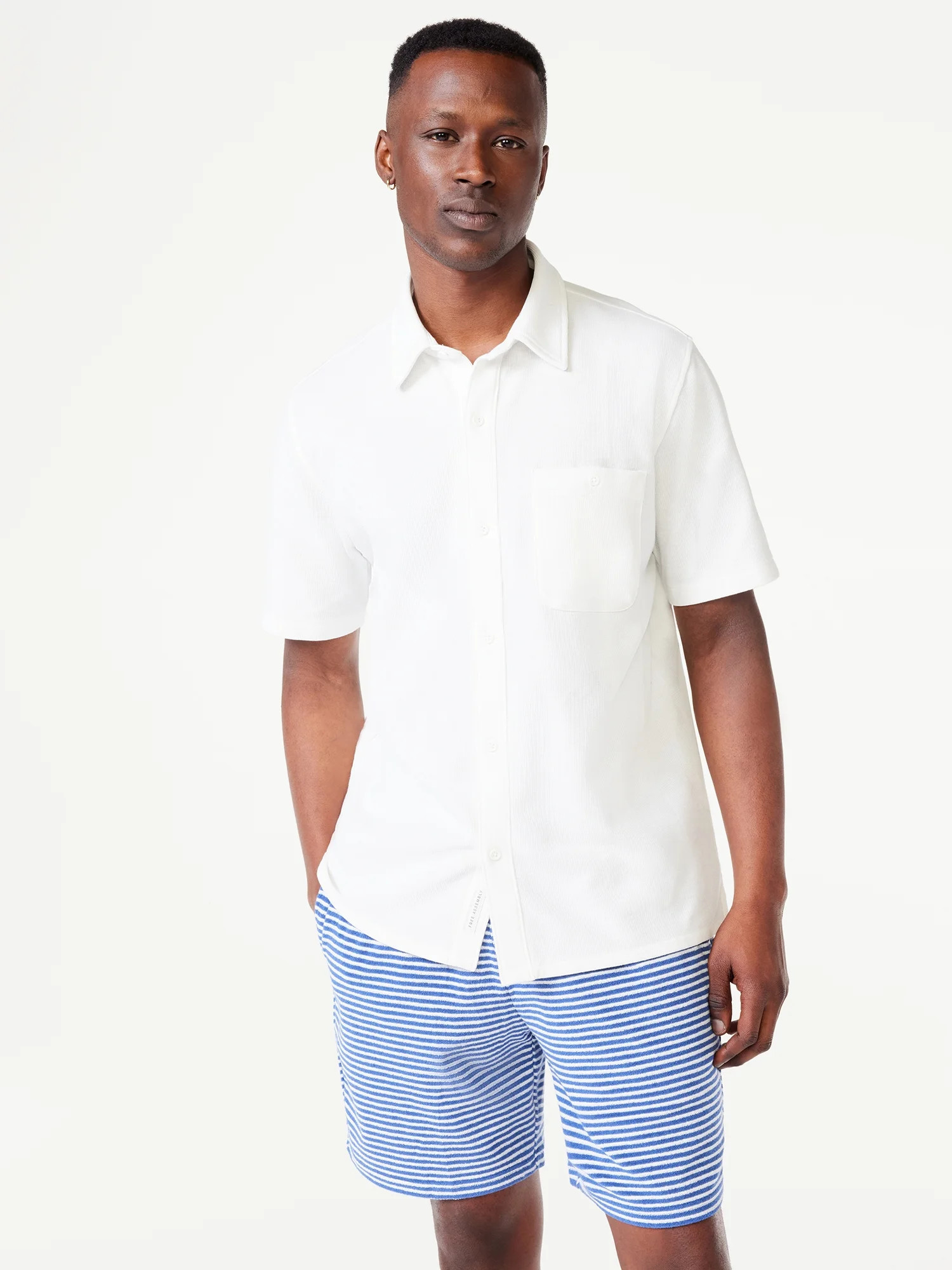 Free Assembly Men's Flatback Waffle Shirt with Short Sleeves | Walmart (US)