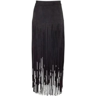 Pinto Ranch Faux Suede Long Fringe Skirt | Pinto Ranch