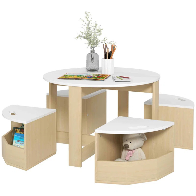 Isabelle & Max™ Kids Table And Chair Set, 5 Piece Toddler Table And 4 Chair Set With Storage, A... | Wayfair North America