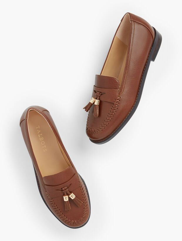 Laura Tasseled Burnished Calf Leather Loafers | Talbots