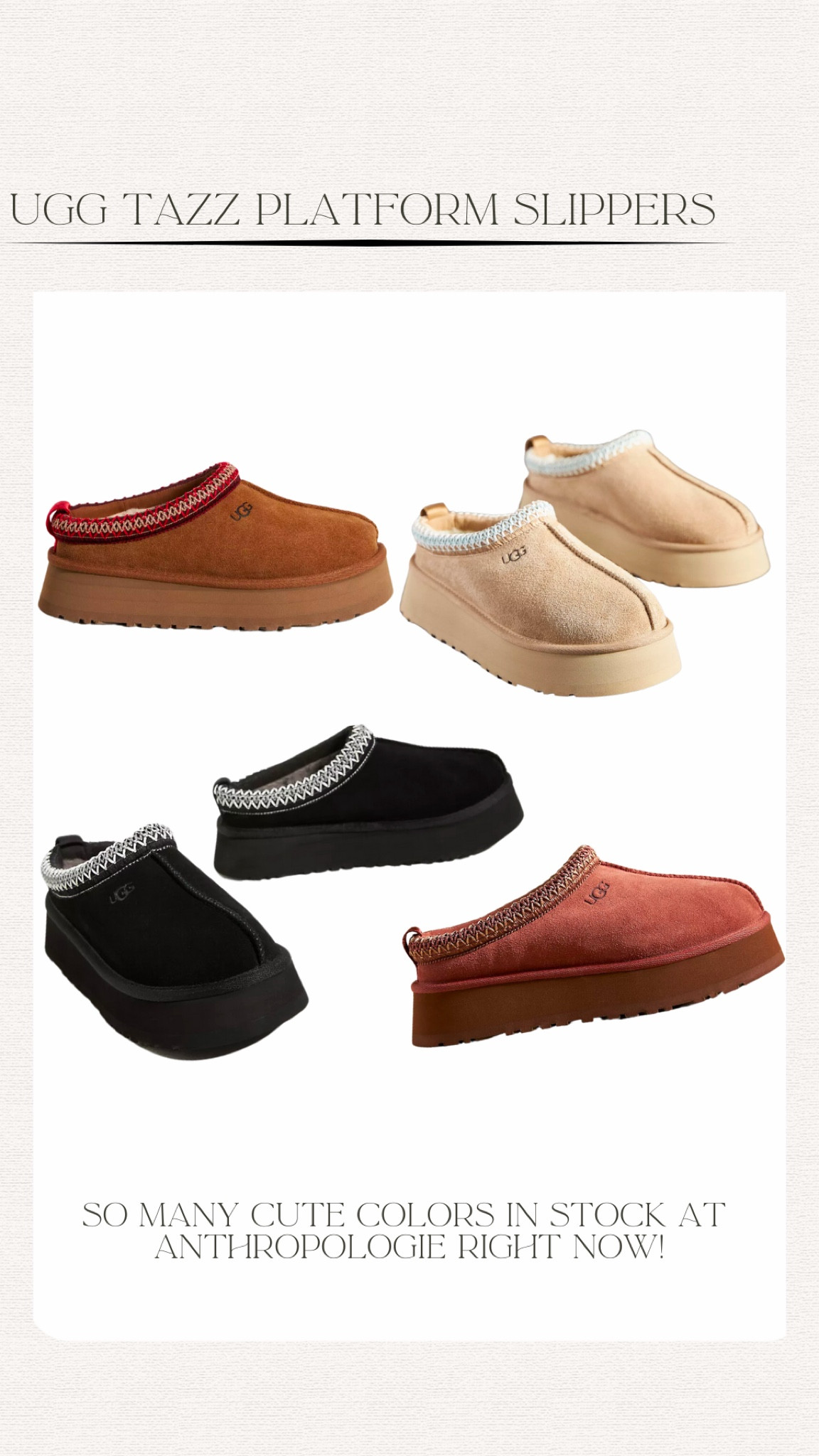 So many cute colors! Ugg tazz platforms in stock!!!

#LTKStyleTip #LTKSeasonal #LTKShoeCrush