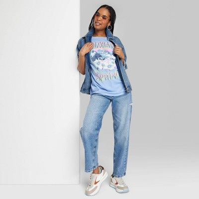 Women's Elbow Sleeve Oversized Graphic T-Shirt - Wild Fable™ Periwinkle Blue S | Target