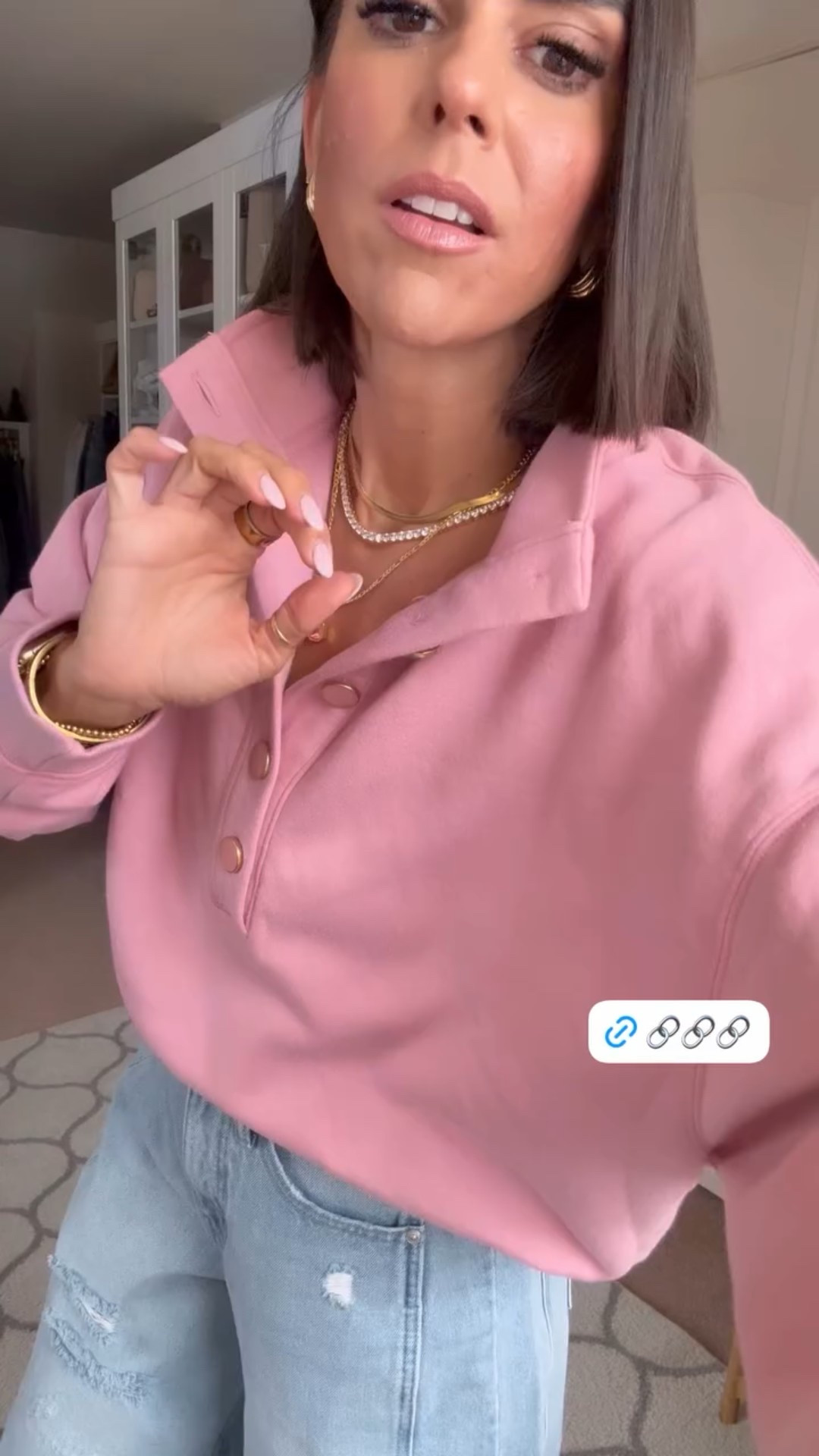 Size small in Walmart pullover, size 2 in jeans (size down if you can) sneakers tts 

#LTKSeasonal #LTKgrwm #LTKValentine