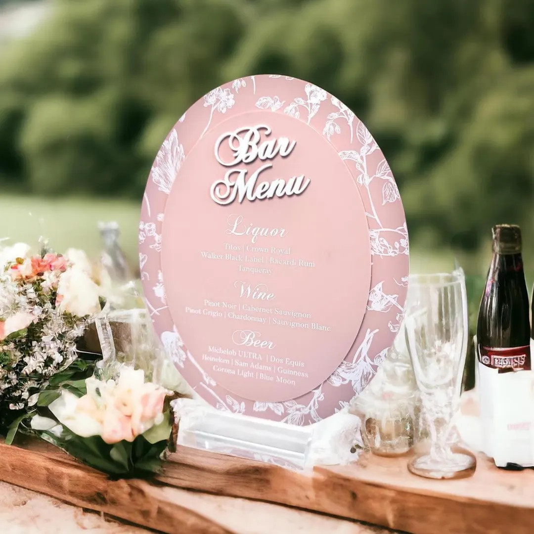 3D OVAL Toile Floral Chinoiserie Bridal Shower or Wedding Reception Signature Cocktail Sign, Luxu... | Etsy (US)