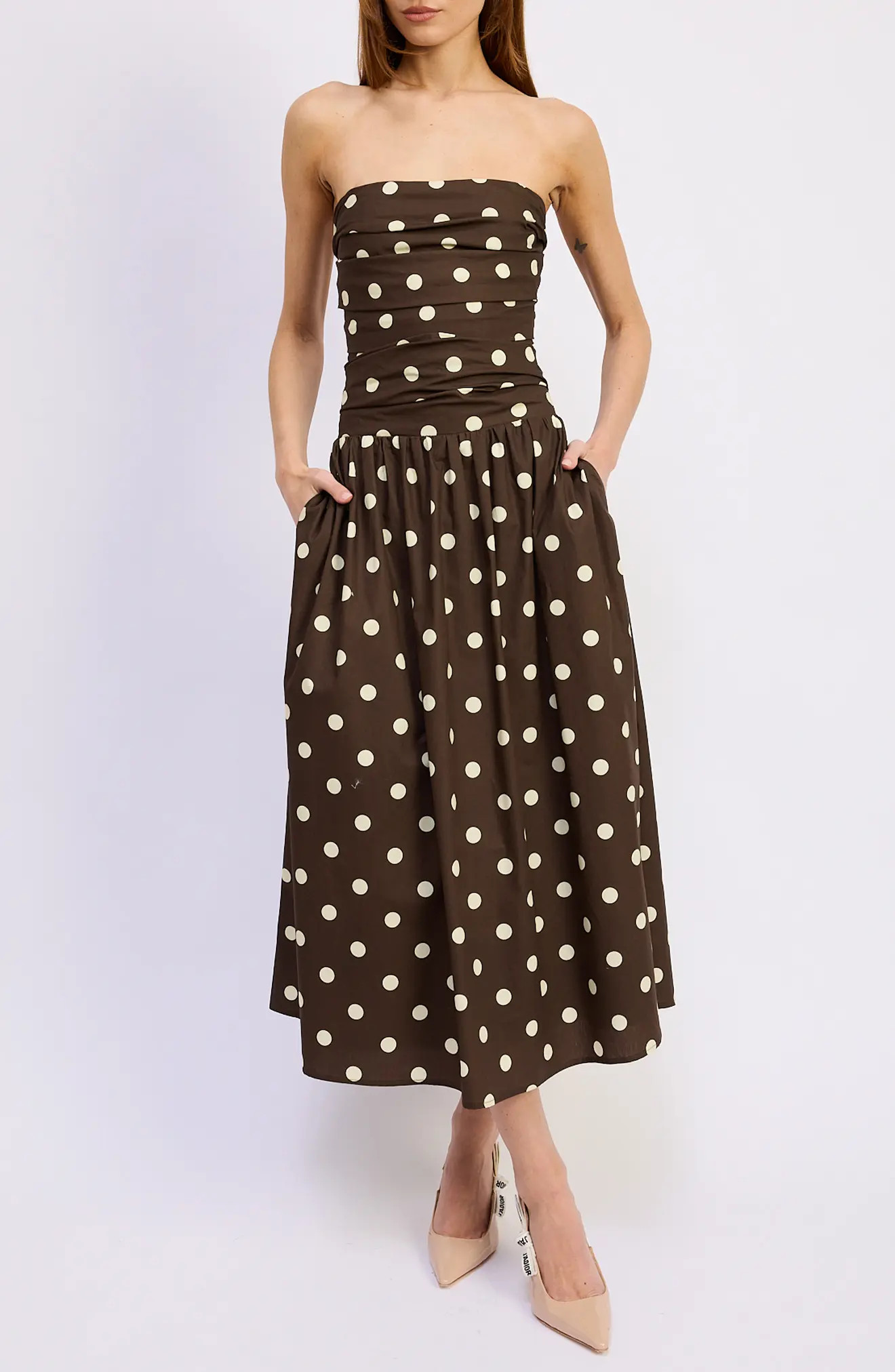 En Saison Lainey Dot Sleeveless Midi Dress (Women) | Nordstrom | Nordstrom