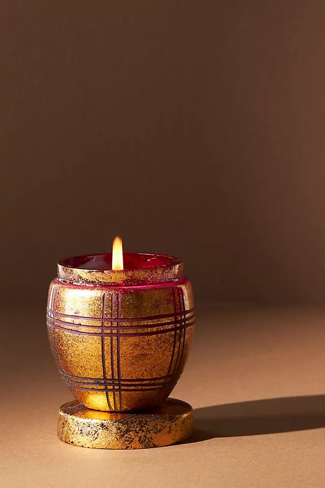 Winter Plaid Glass Candle | Anthropologie (US)