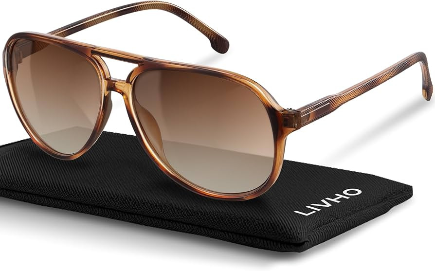 livho Trendy Polarized Aviator Sunglasses Women Men, Retro Sun Glasses for Women Men 2025, Oversi... | Amazon (US)