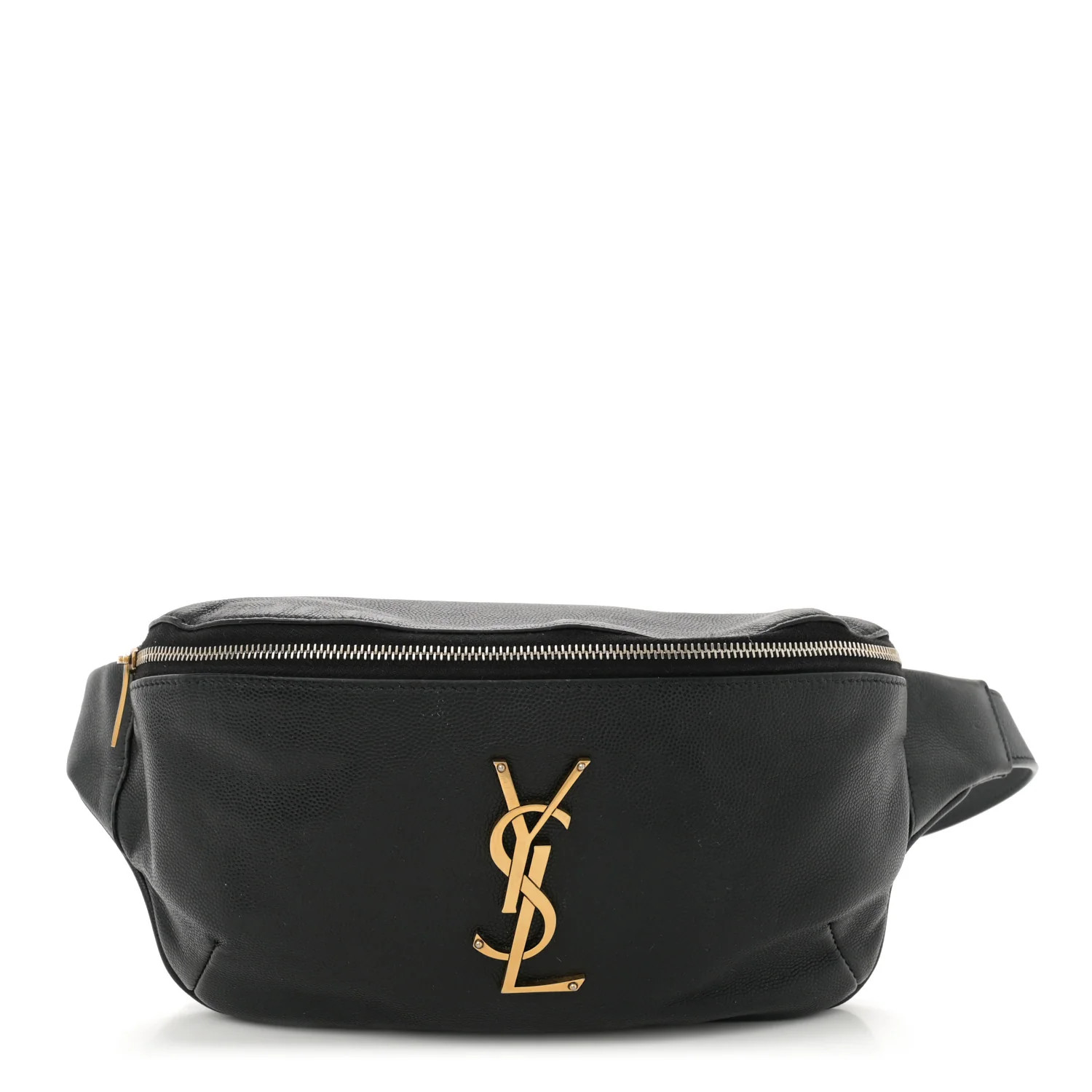Saint Laurent Grain De Poudre Monogram Belt Bag Black 1713341 | FASHIONPHILE (US)