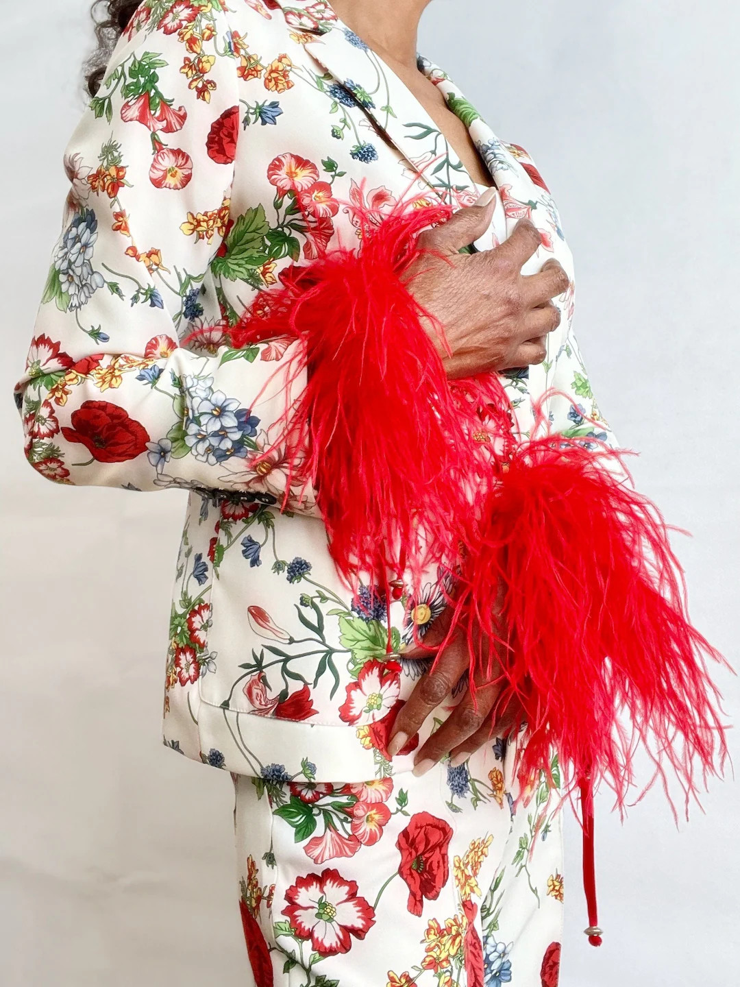 Big Red 6 Ply Ostrich Feather Wrist Bands, Real Ostrich Hand Cuffs, Red Feather Cuffs, Fluffy Fea... | Etsy (US)