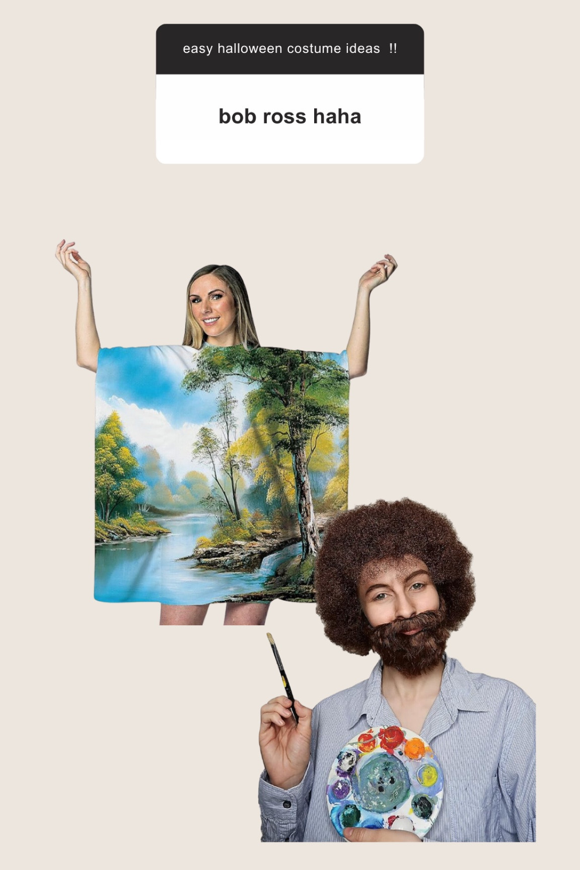 This Bob Ross painting costume is so funny! Perfect for a funny Halloween couples costume this year!

#LTKHalloween