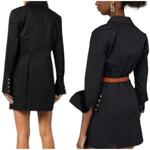 Anine Bing NWT Tiffany Dress Black Size S Bell Cuff Long Sleeve Shirt Dress | Poshmark