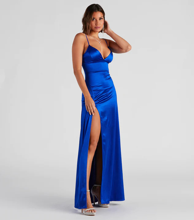 Carmen High-Slit Satin Formal Dress | Windsor Stores