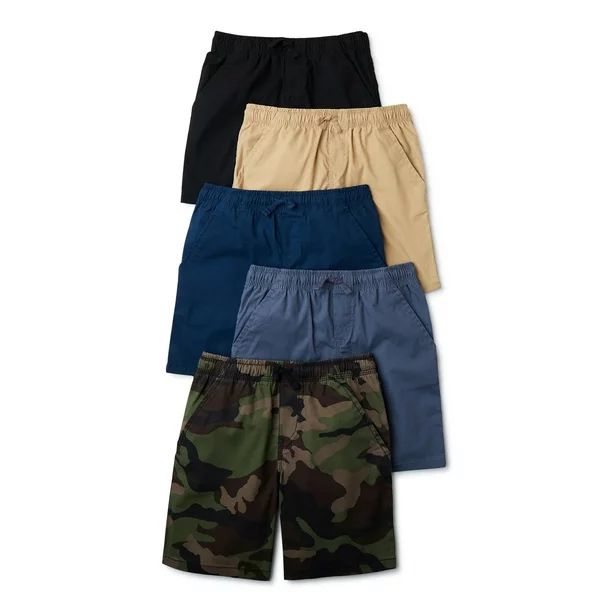 Wonder Nation Boys Pull on Shorts, 5-Pack, Sizes 4-18 & Husky - Walmart.com | Walmart (US)
