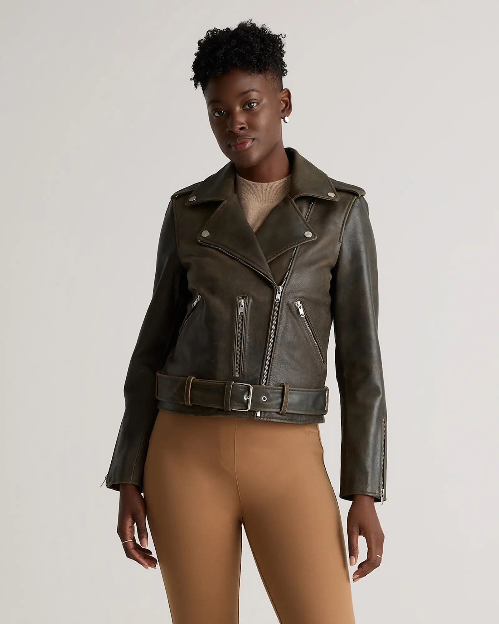 Women's 100% Leather Motorcycle Jacket | Quince