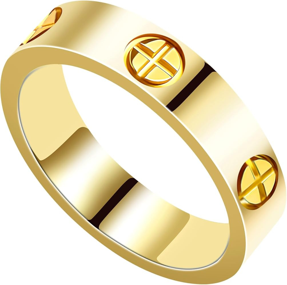 Women's Stainless Steel Wedding Ring 18K Gold Love Ring Friendship Engagement Wedding Jewelry, Pr... | Amazon (US)