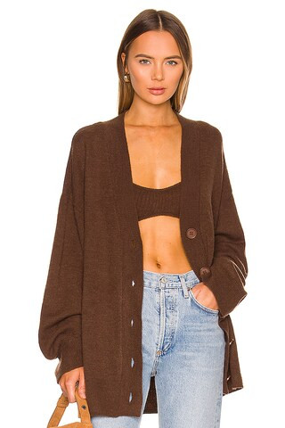 Camila Coelho Trista Oversized Cardigan in Chocolate from Revolve.com | Revolve Clothing (Global)