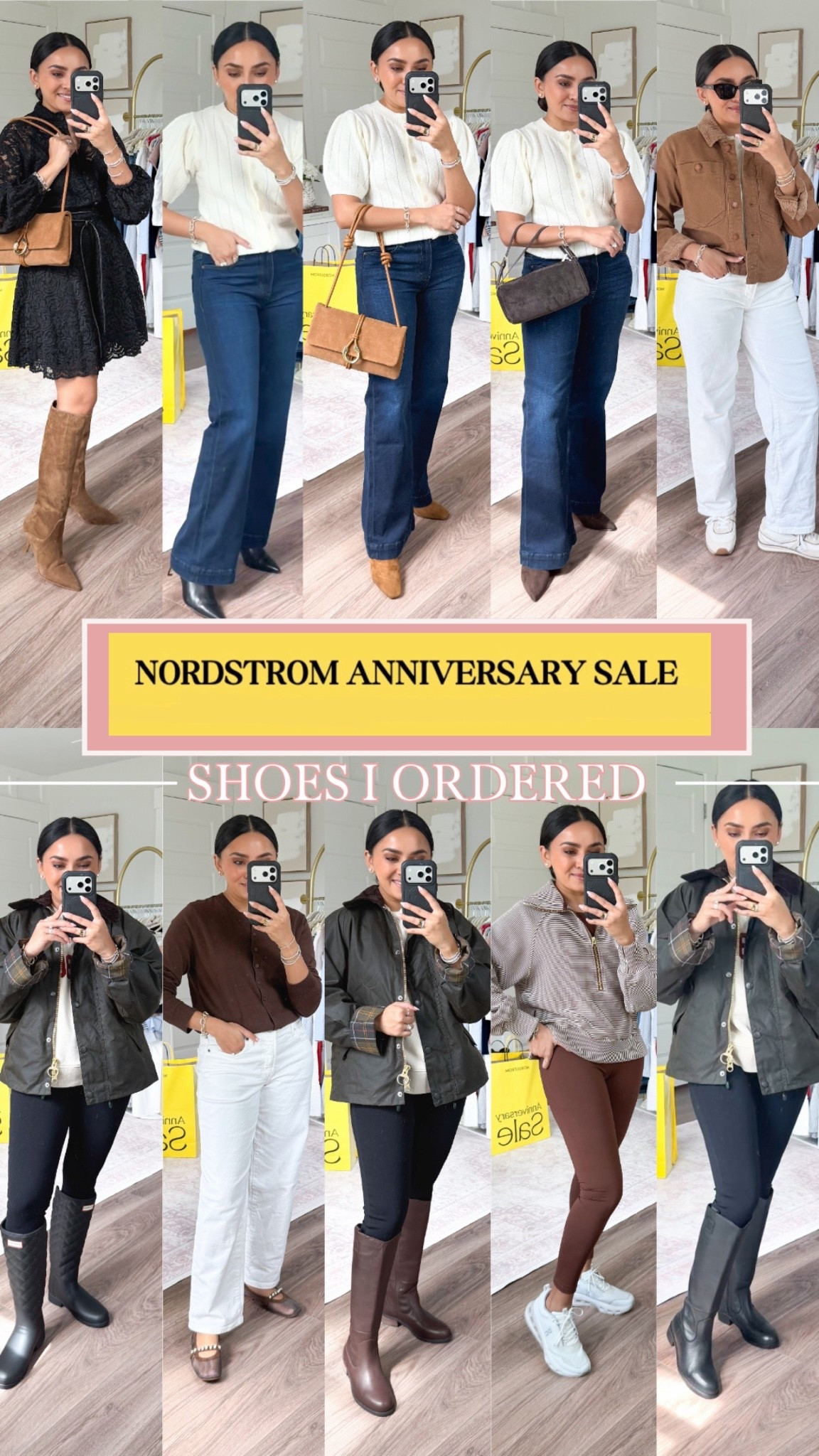 Nordstrom Anniversary Sale Boots, Sneakers, and Flats Try On!
For reference: I’m 5’0, petite, 32b bra size, and 2/26 in bottoms, pear shaped. 
*Everything I share is unaltered! TTS means true to size. Between size 5-6.5 in shoes

Medium brown boots size 5.5 TTS
Elmwood Suede Boots size 5.5 TTS
Espresso boots size 5.5 TTS
Black smooth leather boots size 5.5 TTS
Black leather waterproof boots size 6 TTS
Chocolate Brown leather waterproof boots size 6 TTS
Hunter boots size 6 TTS
White glacier sneakers size 6.5 TTS
Cigar Mesh Gala flats size 5.5 TTS
White Beige sneakers size 6.5 TTS

fall outfit ideas 
sale women’s fashion 
Nordstrom sale
nsale 2026
autumn

#LTKPetite #LTKootd #LTKSaleAlert