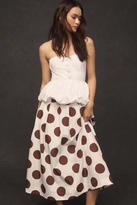 Maeve Cotton Poplin Pleated Midi Skirt | Anthropologie (US)