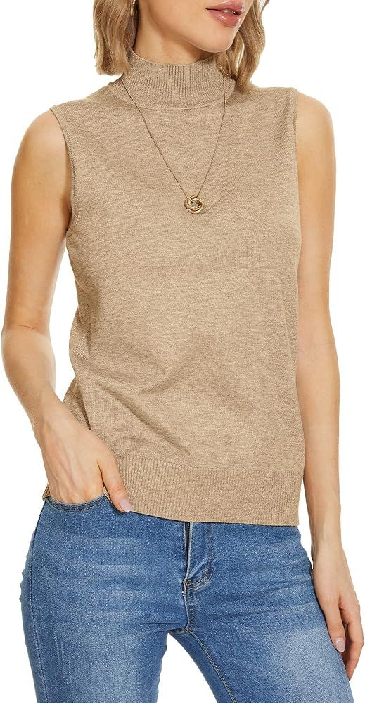 INKOFF Sleeveless Mock Neck Tops for Women Sweater Knit Turtleneck Soft Basic Vest Tank Lightweig... | Amazon (US)