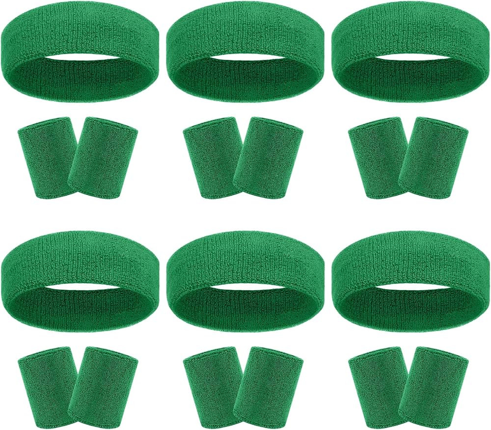 18 Pcs Sweatbands Headband Wristband Set Colorful Striped Terry Cloth Sports Athletic Gym 80s Swe... | Amazon (US)