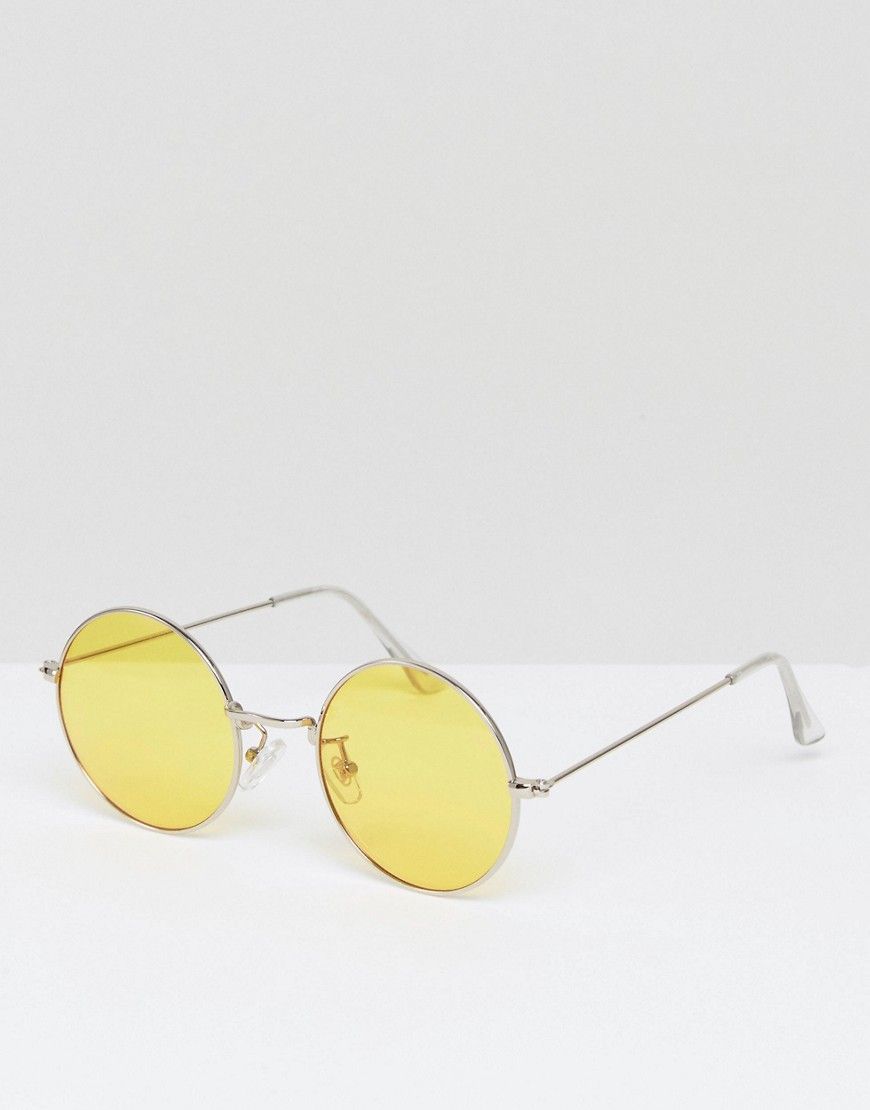 Jeepers Peepers - Runde Oversize-Sonnenbrille mit gelben Gläsern - Gelb | Asos AT