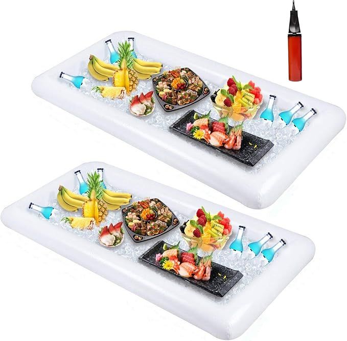2 PCS Inflatable Serving/Salad Bar Tray Food Drink Holder - BBQ Picnic Pool Party Buffet Luau Coo... | Amazon (US)