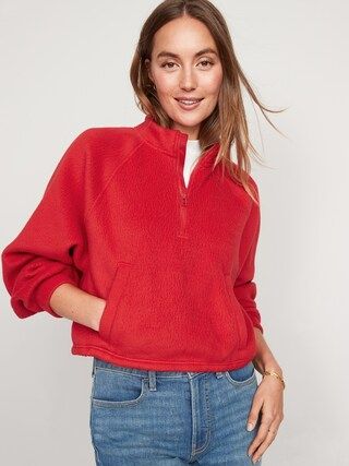 Oversized Sherpa Half-Zip Sweatshirt for Women | Old Navy (US)