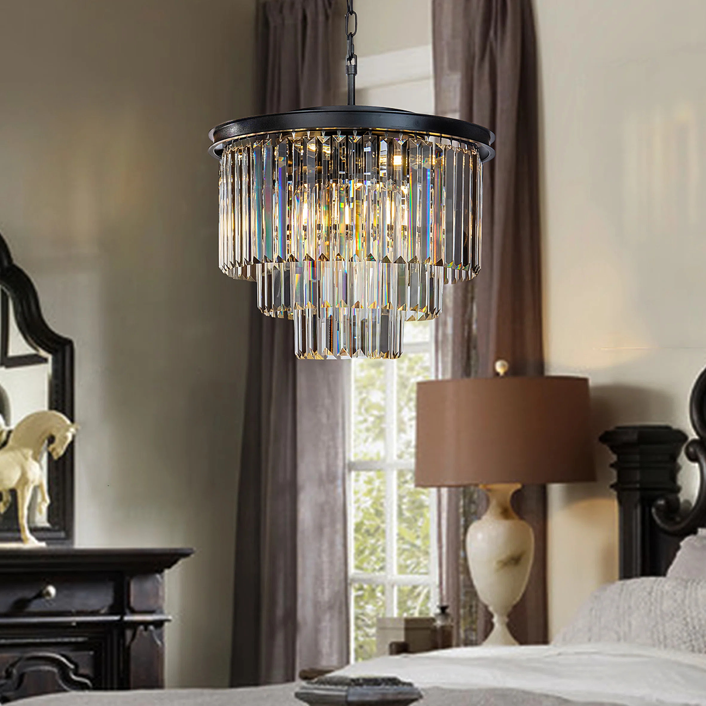 Mercer41 6-Lights Modern 3-Tier Round Fringe Crystal Chandelier & Reviews | Wayfair | Wayfair North America