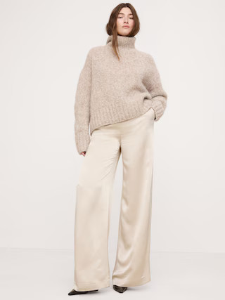 High-Rise Wide-Leg Hammered Satin Palazzo Pant | Banana Republic (US)