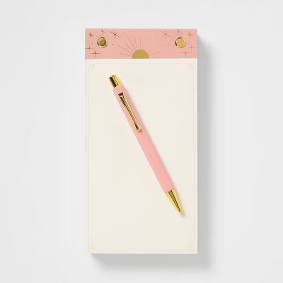 4"x8" Notepad and Pen Set Pink Top Blank Pad 480 Pages Pink - Spritz™ | Target