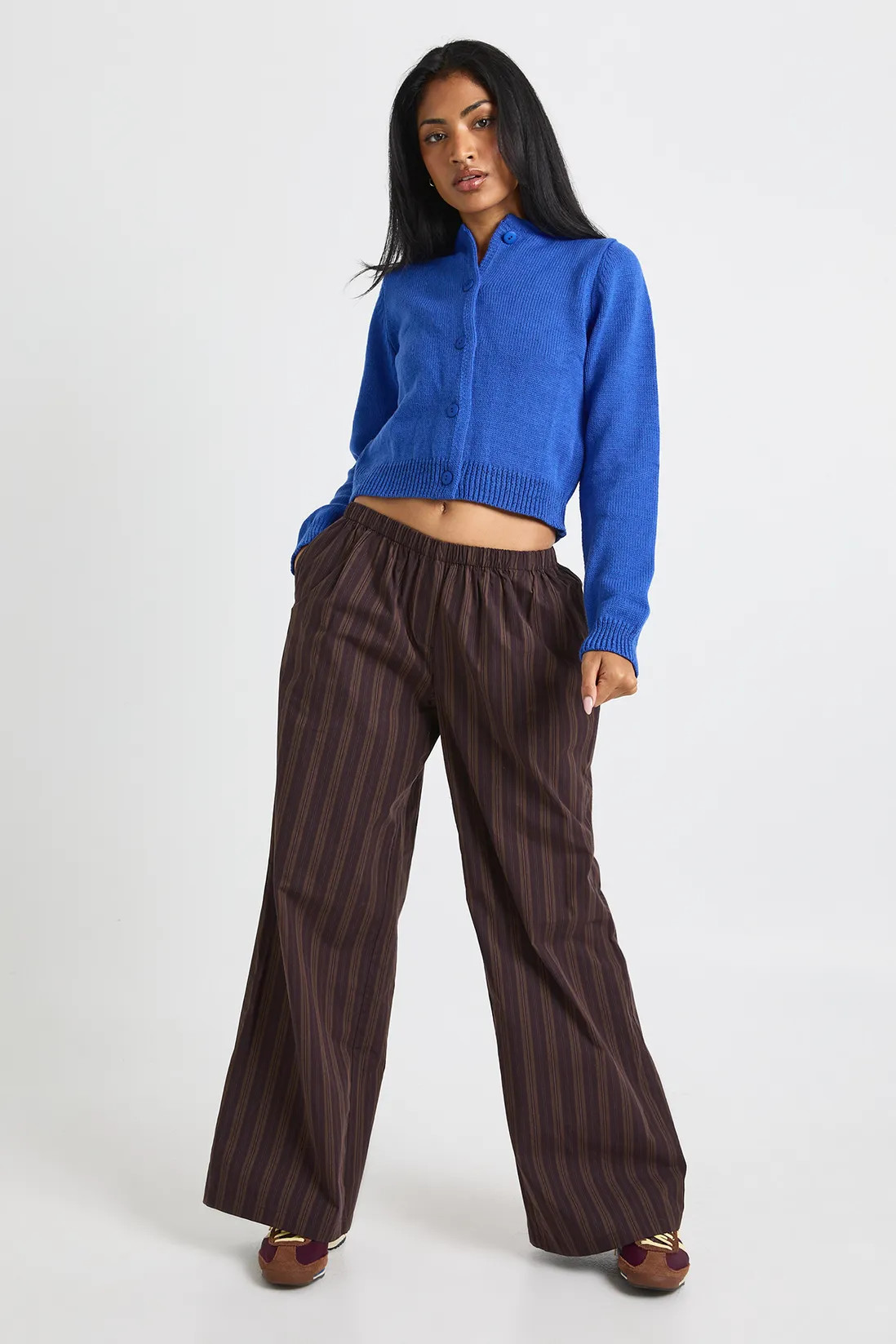 Mixed Stripe Wide Leg Trousers | Boohoo.com (UK & IE)
