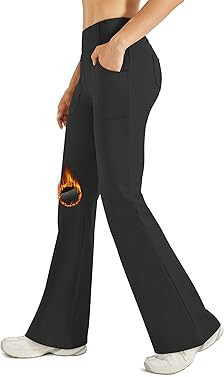 G4Free Women's Fleece Lined Flare Leggings Strechy Yoga Dress Pants with 4 Pockets for Casual Wor... | Amazon (US)