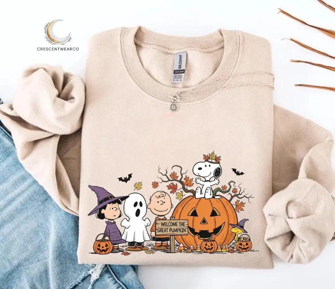 Great Pumpkin Halloween Swearshirt, Charlie Brown Fall Swearshirt, Cute Peanuts Graphic, Funny Ki... | Etsy (US)