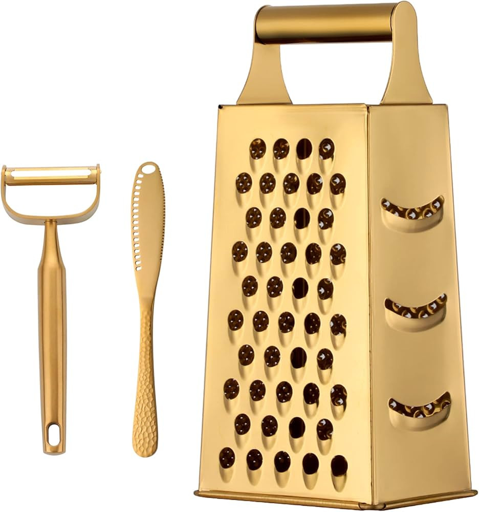 TUPMFG Box Grater, Stainless Steel Kitchen Cheese Grater with 4 Sides for Parmesan Cheese, Vegeta... | Amazon (US)