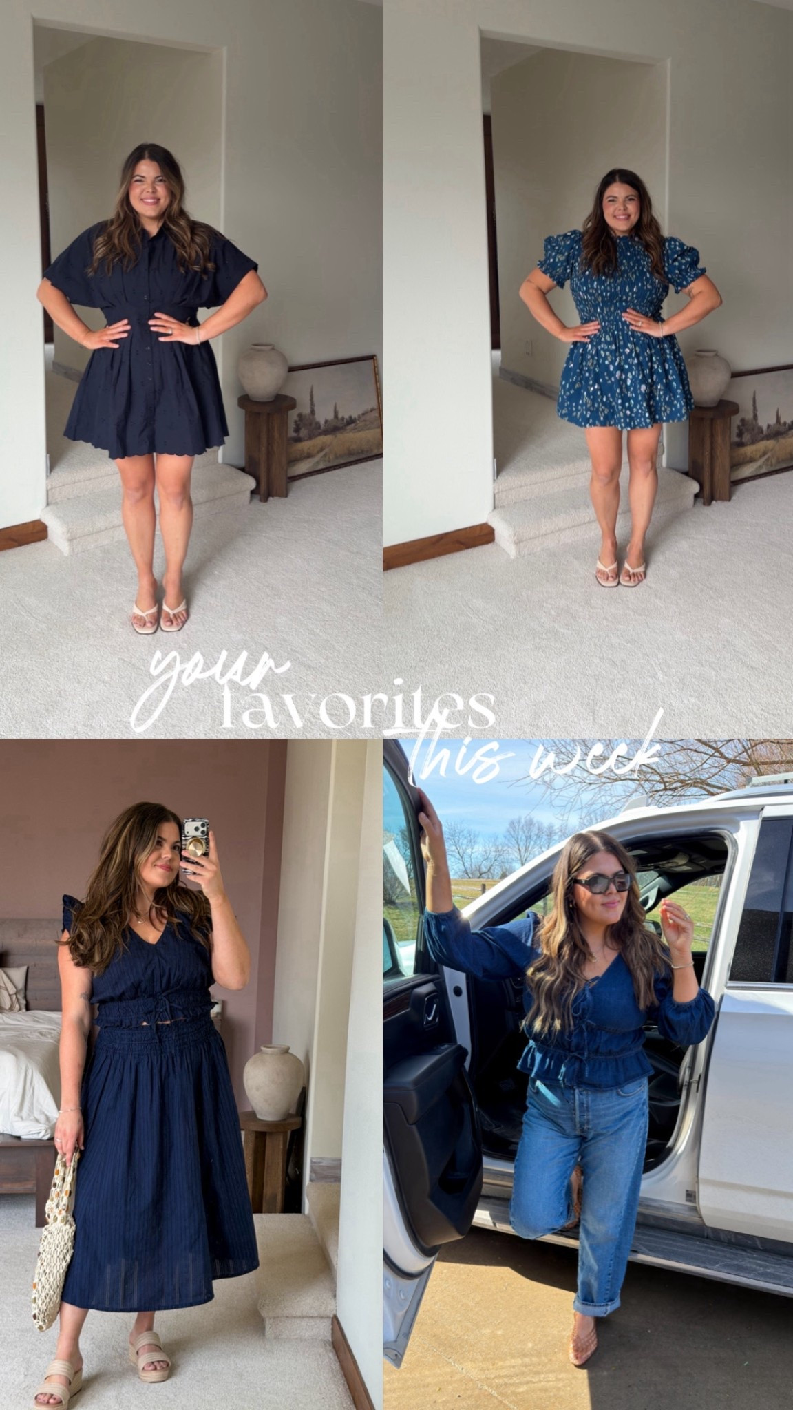 I’m sensing a pattern from you! Here are your favorites!

Walmart spring dresses under $40 -I’m wearing size XL
Old Navy two-piece set perfect for spring and summer outfit or a vacation or the beach wearing large
Madewell barrel leg jeans fit really similar similarly to a straight leg size 32
Cinch waist tie denim shirt from gap size large!

Size 12, size 14, midsize, spring outfit, work outfit, Easter ￼