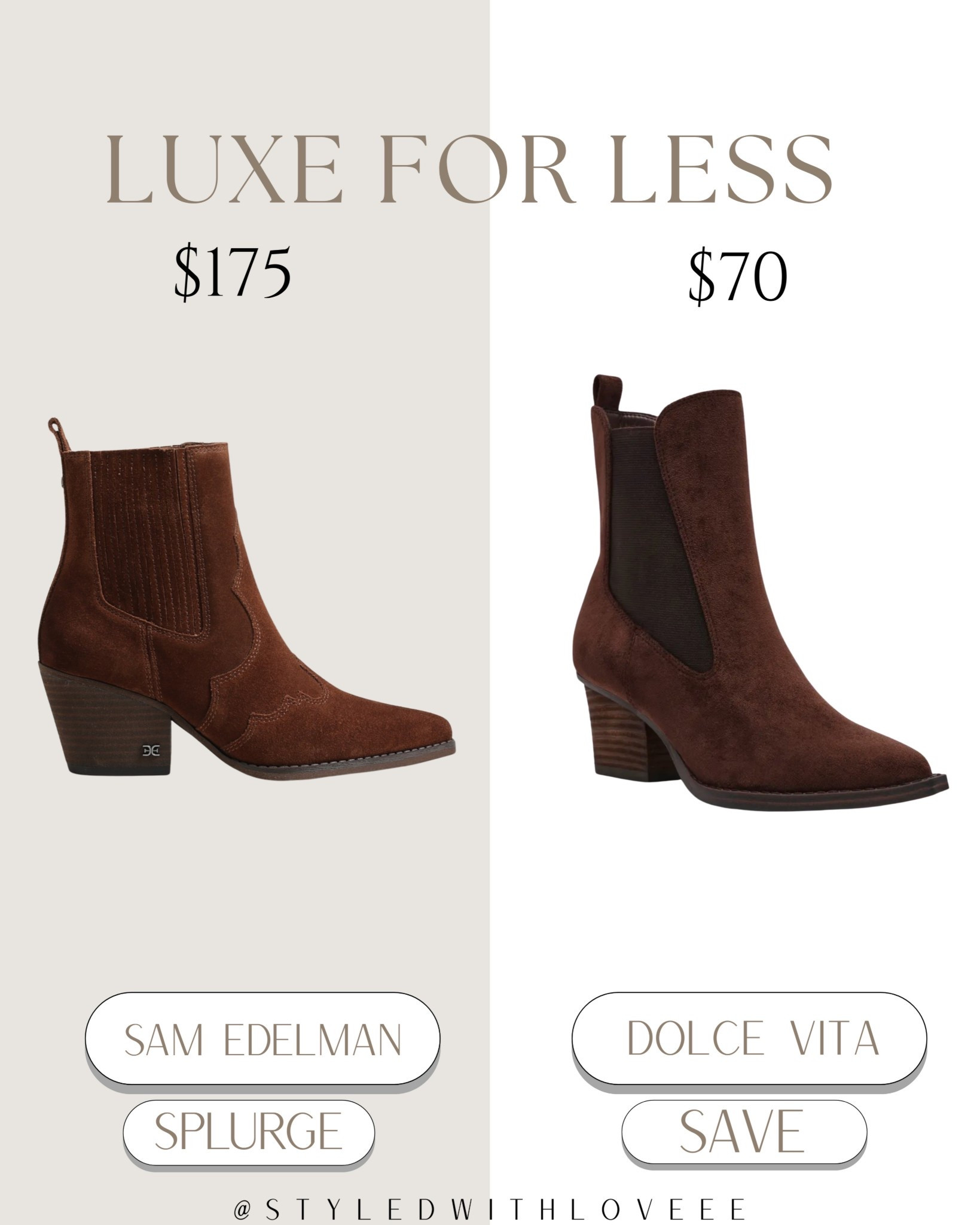 ✨ You won’t believe this price difference. ✨
Same chic brown ankle-boot look, two totally different price tags: $175 vs $70.
Timeless, versatile, and perfect for your everyday outfits.

Tap to shop on my LTK 🤎 

 #LTKgrwm #LTKootd #LTKSeasonal