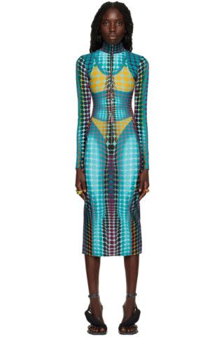 Jean Paul Gaultier - Blue Dots Midi Dress | SSENSE