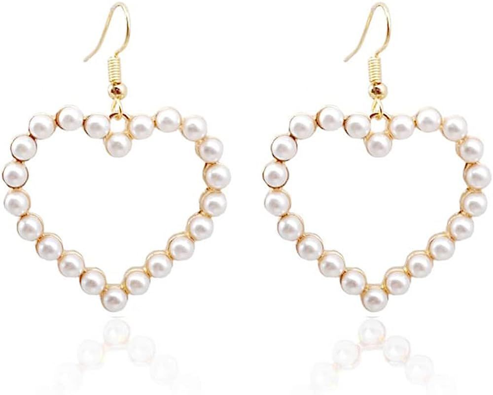 14k Gold/Silver Plated Long Pearl Drop Dangle Earrings for Women Chain Baroque Pearl Stud Jewelry... | Amazon (US)
