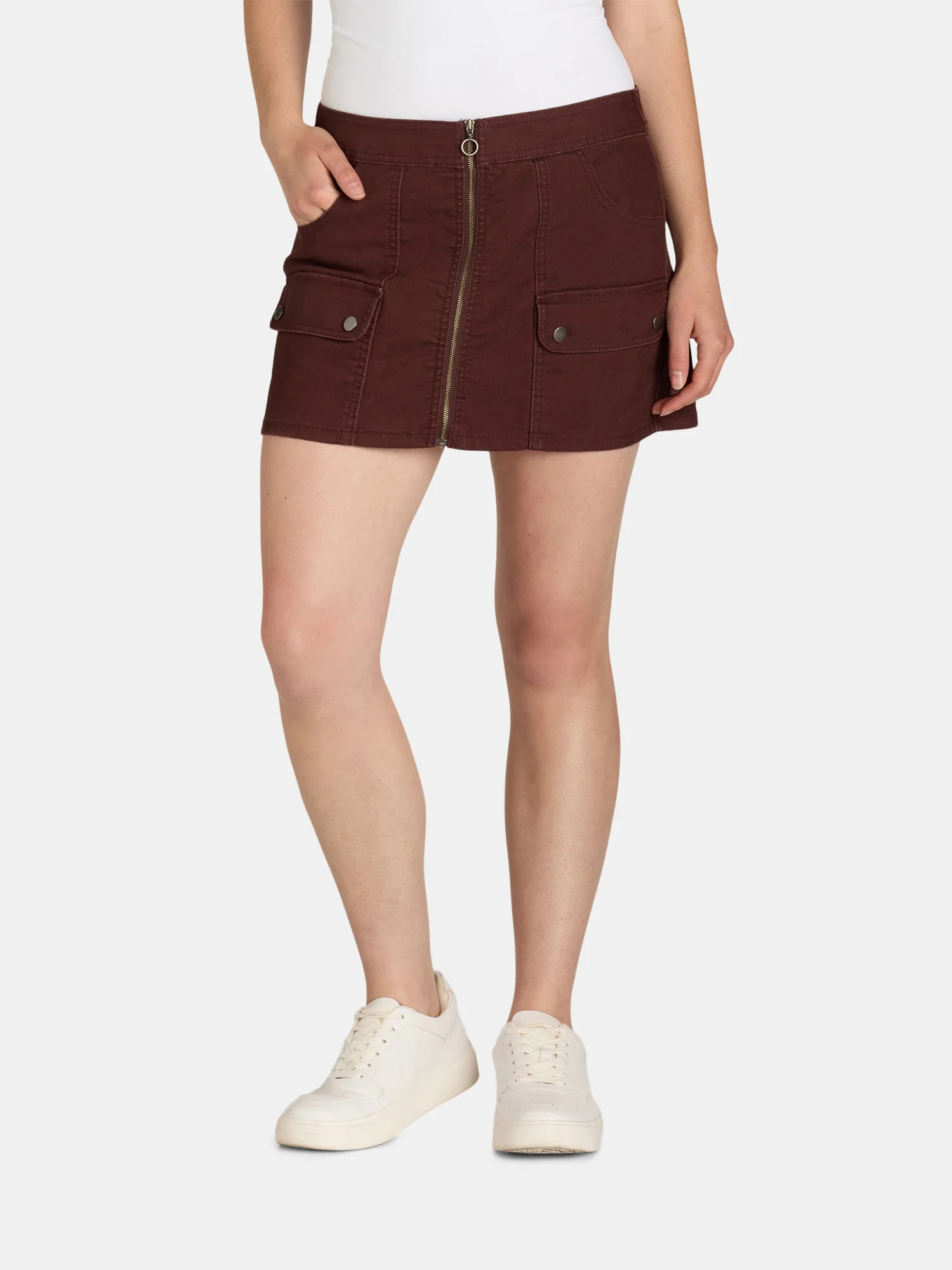 No Boundaries Zip Cargo Skirt, Women's | Walmart (US)