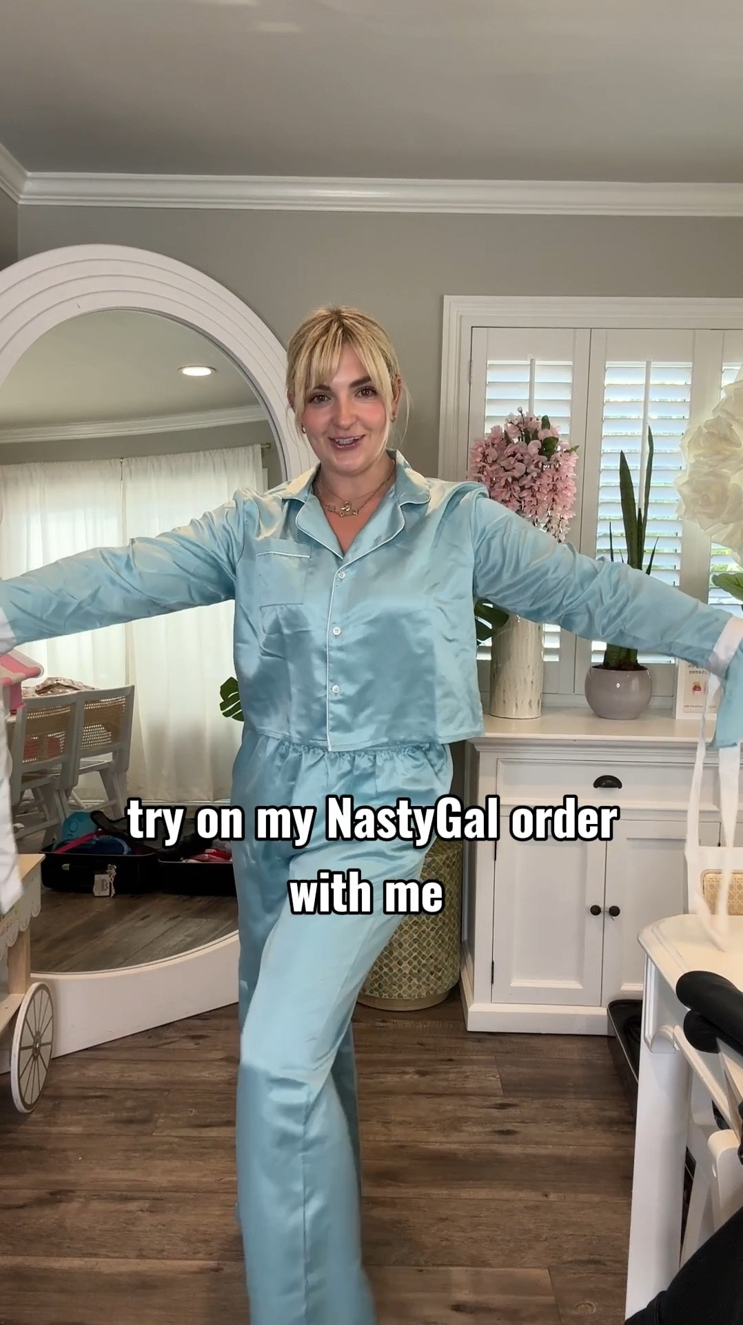 can’t wait to match with vanni in these!! all on sale get a set too!!🤩🩵☺️ #pajamas #blue #pjs #set #bestiesset #clothes #sale #nastygal 

#LTKstyletip #LTKhome #LTKsalealert