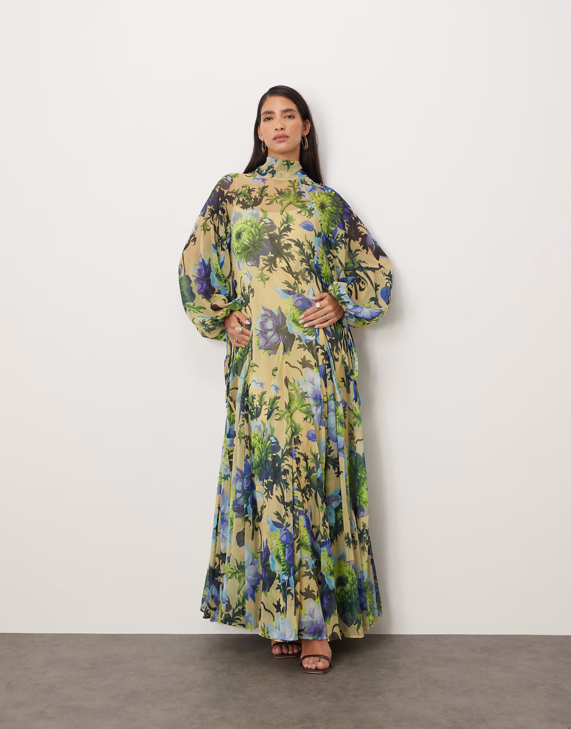 ARRANGE high neck trapeze maxi dress in in bold floral print | ASOS (Global)