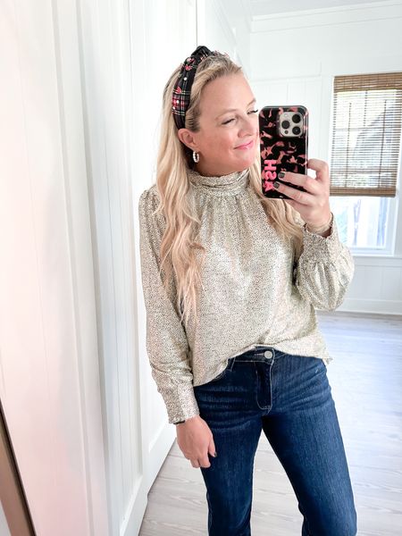 The perfect fancy casual turtleneck for the fall season. This shimmer adds an easy pop of sparkle into your look. Wearing a size small. Jeans are a 26. Code FANCY15 for 15% off. 

#LTKHoliday #LTKstyletip #LTKSeasonal
