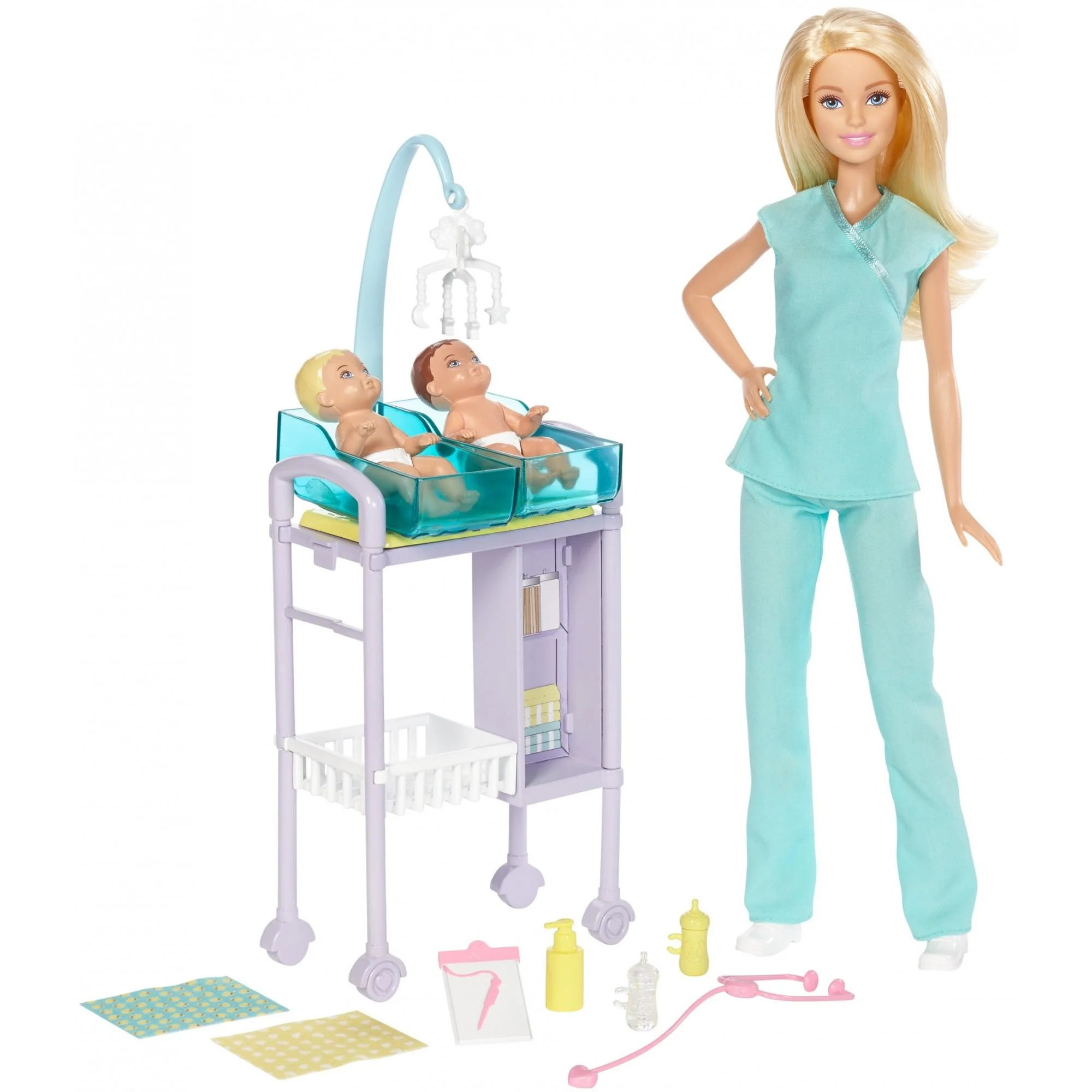 Barbie Careers Baby Doctor Barbie Doll, Blonde, with 2-Patients | Walmart (US)