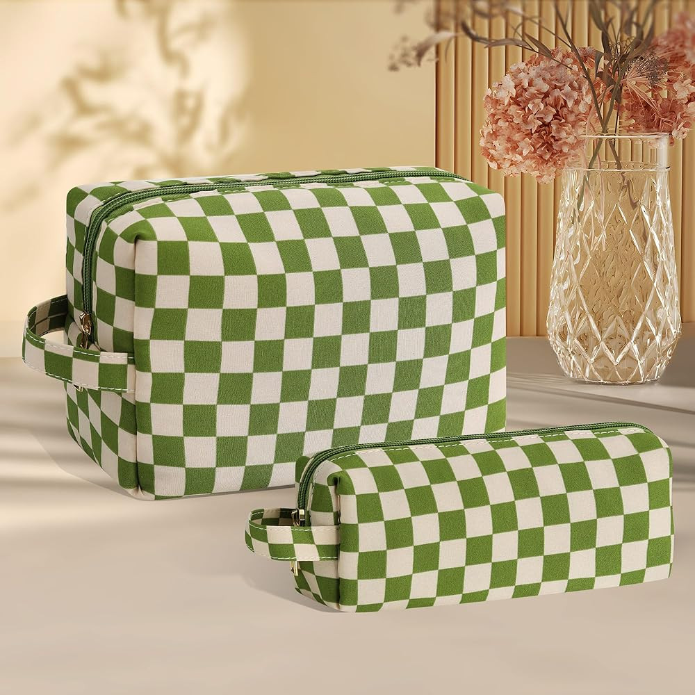 Travel Makeup Bag for Women Cosmetic Case Portable and Waterproof Toiletry Organizer Checkered Tr... | Amazon (UK)