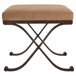 Uzor Spice Performance Velvet Rectangular Ottoman | Kathy Kuo Home