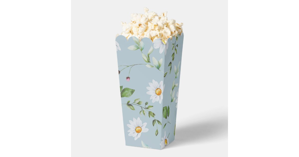 Spring Festival Blue Daisy Popcorn Favor Box | Zazzle