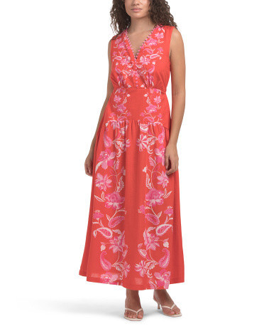 Sleeveless Floral Maxi Dress For Women, Cotton/Linen/Rayon | TJ Maxx